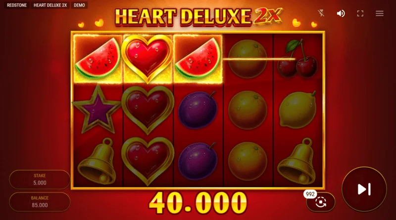 Heart Deluxe 2x - combinación ganadora con Wild en el carrete